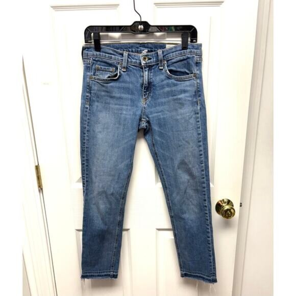Rag & Bone Jeans, DRE Capri, Medium Wash, Frayed Hem, Skinny, Women's Size 27 - Picture 1 of 9